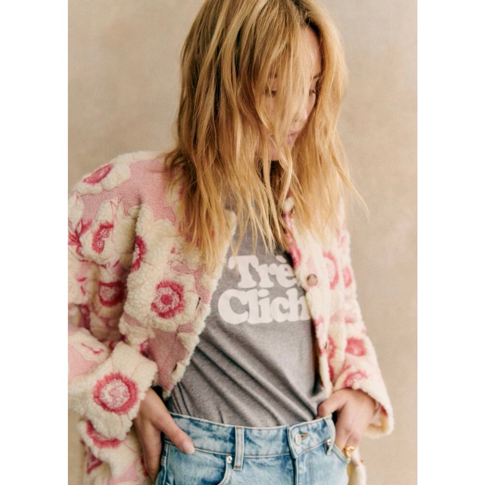 Sezane Nael Oversized Ecru Rosewood Jacket Coat French Casual Size 8 NWT - Picture 3 of 11